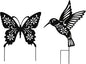 Metal Large Size 20inch Hummingbird Butterfly Decorative Garden Stakes, Black Butterfly Hummingbird Outdoor Decor Silhouette Yard Stake, Outdoor Decorations for Lawn Garden Yard Patio Fall