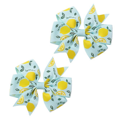 Lemon Bow Clips Baby Girls Fruits Bowknot Pin Kids Girls Yellow Lemon Hair Bow Clips BBG97 (Set-A)