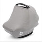 Parker Baby 4 in 1 Car Seat Cover for Girls and Boys - Stretchy Carseat Canopy, Nursing Cover, Grocery Cart Cover, High Chair Cover - “Pewter/Snow Stripes”