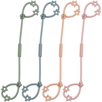 Toy Straps for Baby, 4 Pack Adjustable Stretchable Sippy Cup Straps, Sippy Bottles or Pacifier to Stroller, Highchair, Car Seat, Hanging Basket (4Pack, Sage/Ether/Blush/Muted)