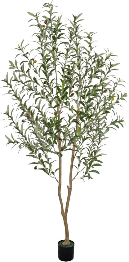 6FT Olive Tree Artificial Indoor, 72in Tall Faux Olive Tree with Pot, Fake Potted Tree with Fruits for Home Office Decor