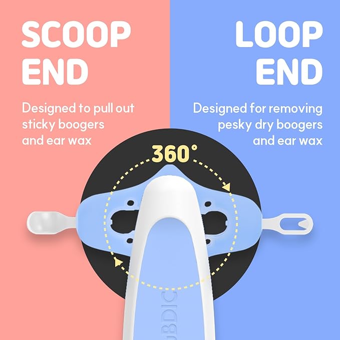 HubiBaby 3 in 1 Baby Nose Cleaning Tweezer Booger Remover and Baby Ear Wax Removal Tool with Soft Silicone Dual Ear Wax and Safe Nasal Picker for Newborns Infants & Toddlers