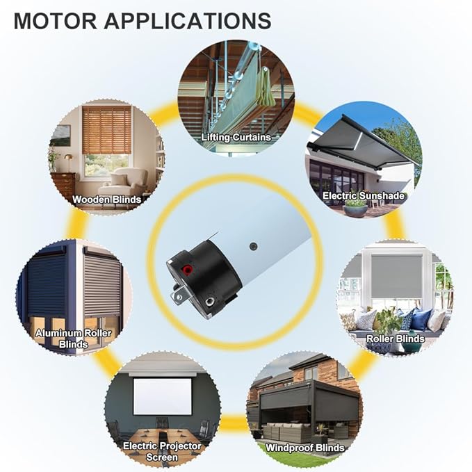 DC24V Motorized Remote Control Roller Shade Motor Kit, 45mm Brushless Electric Blind Motor for Outdoor Awning & Windproof Shades, Heavy Duty Automation (50 N.m for Φ60mm（2-3/8"） Octagonal Tube)
