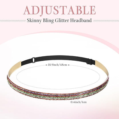 WILLBOND 10 Pcs Glitter Non Slip Running Headbands Girls Elastic Sports Velvet Sparkly Fabric Stretchy Shiny Headband Workout Fashion Hair Accessories for Women Party Favor (0.4 Inches,Neutral Color)