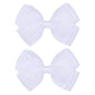 Tiny 3 Inch Organza Double Hair Bow Clips - Lined Boutique Alligator Hairpin for Baby Girls, Toddlers, and Little Teens - Kids Barrettes Set of 2 Small Stylish (White)