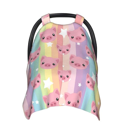 Pig Baby Car Seat Canopy Cover 39x27.5 Inches Multi Use Nursing Cover for Newborn Car Seat Canopy Mom Nursing Breastfeeding Covers Newborn Shower Gifts