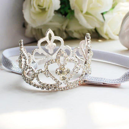Elesa Miracle Little Girl Crown Baby Girl Infant Toddler Crystal Crown Tiara Headband Baby Photography Headband Props