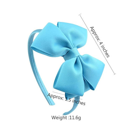 Baby Girl's 4 Inch Double Layer Bow knot Headband Pure Color Ribbed Band Hair Hoop (Light Blue)