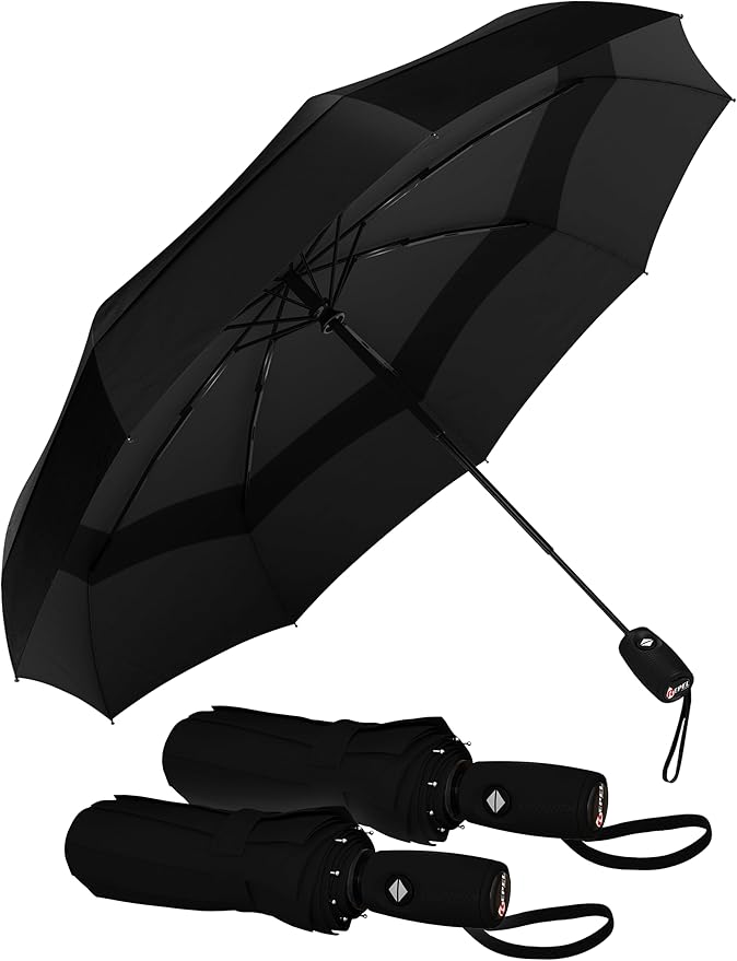 REPEL Windproof Travel Umbrella - Compact & Withstands Winds up to 85MPH , Strongest Premium Auto Folding Umbrella for Rain and Sun - Durable, Light & Portable for Women & Men , Fits Backpack & Cars