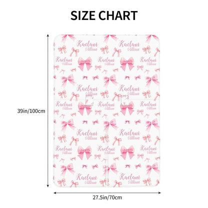 Personalized Baby Car Seat Canopy for Babies, Custom Name Pink Bow Baby Car Seat Covers for Girls, Opening Minky Nursing Breastfeeding Cover for Infant, Carseat Canopies for Newborn