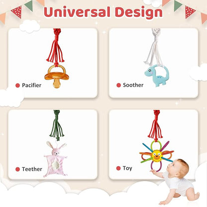 Boho Pacifier Clip for Boys Girls Pacifier Holder Leash Wooden Clips Handmade Braided Cotton Unisex Baby Shower Birthday Gift Christmas Gift