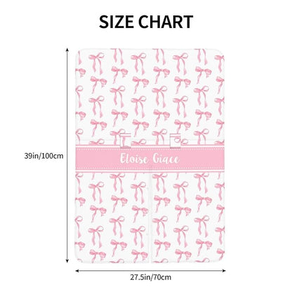 Personalized Baby Car Seat Canopy with Name – Custom Pink Bow Minky Nursing Cover for Girls, Soft Stroller Cover for Infants & Newborns, Carseat Canopy for Breastfeeding