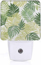 Palm Leaves Night Lights Plug into Wall Green Tropical Summer Leaves Night Light with Dusk to Dawn Sensor for Home Bedroom Bathroom Living Room 0.5W Sleep-Friendly