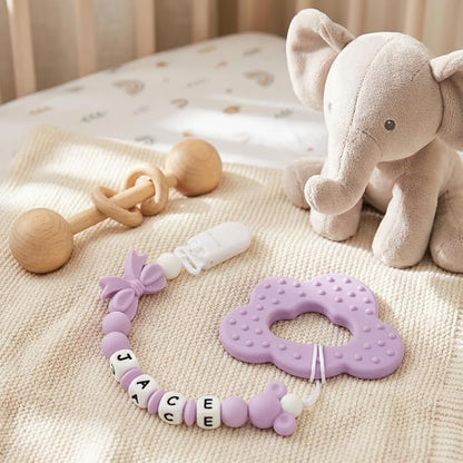 Baby Girl Pacifiers Clips Personalize Name Pacifier Clips Holder, Custom Pacifier Chain with Name for Baby(A)