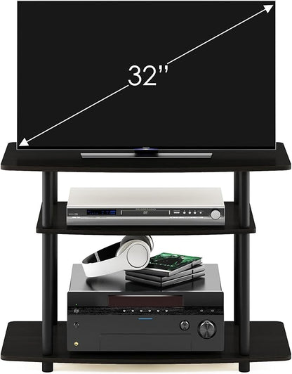 Furinno Turn-N-Tube No Tools 3-Tier Entertainment Center TV Stand for TV up to 32 Inch, Plastic Round Tubes, Espresso/black