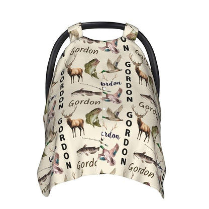 Personalized Baby Car Seat Canopy with Name – Custom Hunting Theme Minky Nursing Cover for Boys & Girls, Soft Stroller Cover for Infants & Newborns, Carseat Canopy for Breastfeeding