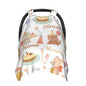 Personalized Baby Car Seat Cover with Name, Customized Cute Animal Peekaboo Opening Car Seat Canopy for Baby Girls Boys, Nursing Covers Breastfeeding Scarf, Stroller Canopies for Newborn Infant
