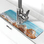 Faucet Draining Mat For Kitchen Sink, Beach Seashells Starfish Diatom Mud