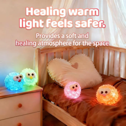 Plush Night Light Cute LED Table Lamp Cozy Dimmable Nightlight Rechargeable Bedside Lamp Funny Desk Decor Lamp for Halloween Christmas Birthday Gift (Yellow)