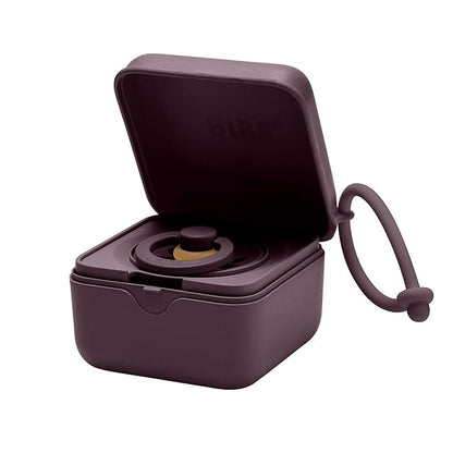 BIBS Pacifier Box with Strap. Pacifier Holder and Steriliser case. 100% BPA Free Food-Grade Material - Plum
