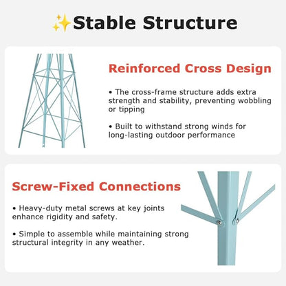 8FT Windmill for Yard Garden Decoration with Weather Vanes，Heavy Duty Outdoor Wind Mills, Large Metal Outdoor Windmill,Weather Resistant,Blue