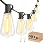 Svater Outdoor String Lights 60 FT ST38 Patio String Lights with 32 Waterproof Shatterproof LED Bulbs Connectable Lights for Outside Backyard Garden Porch
