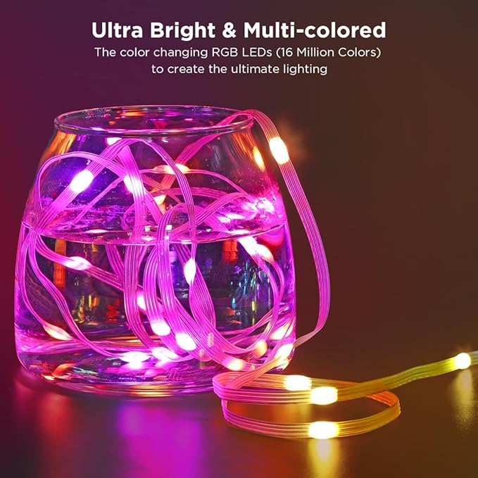 65ft Color Changing Christmas String Lights, 200 LED Twinkle Fairy Lights String Waterproof, 200+ Scene Modes, Smart App & Remote for Indoor Outdoor Christmas Tree Party Bedroom Patio Decor