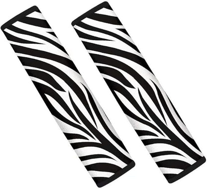 AFPANQZ 2PCS Zebra Seat Belt Cover Pads Cushion Universal Fit Safety Seatbelt Pillow Head and Neck Support Adjustable Driver Shoulder Protection Luggage Bag Strap Pad White Black Stripes