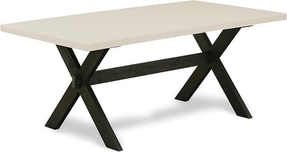 East West Furniture X627MZ650-6 6 Piece Dining Table Set Contains a Rectangle Kitchen Table and 4 Dark Gotham Grey Linen Fabric Parson Chairs with a Bench, 40x72 Inch, Multi-Color