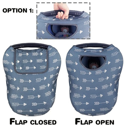 DODO NICI Car seat Covers for Babies, Stretchy Multi in 1 Baby Car Seat Cover, Carseat Cover Girls boy, Breastfeeding Cover, Window with Flap Cover, self-contained Pouch, Patent Design, Grey