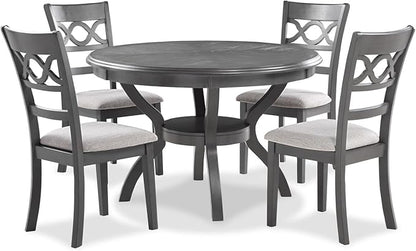 New Classic Furniture Cori 5-Piece Round Dining Set with 1 Table and 4 Chairs, Gray