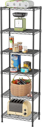 SINGAYE 6 Shelves Bathroom Organizers and Storage Shelf Wire Closet Metal Pantry Kitchen Small Garage Shelving Unit Laundry Room Organization Home Tall Rack Balck 10" D x 16" W x 60”H