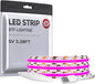 BTF-LIGHTING FCOB COB FOB LED Strip Lights 5V USB Powered 3.28FT 320LEDs Purple Color 8mm Width Dimmable CRI 90+ with 3M Tape Flexible High Density for 3D Printer TV Backlight PC DIY Decor