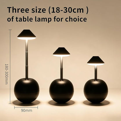 Rechargeable LED Table Light, Tumbler Cordless Table Lamp with 3 Colors & 7 RGB Stepless Dimmable Touch Control Lamps for Patio Restaurant Dining Home Bars (Black)