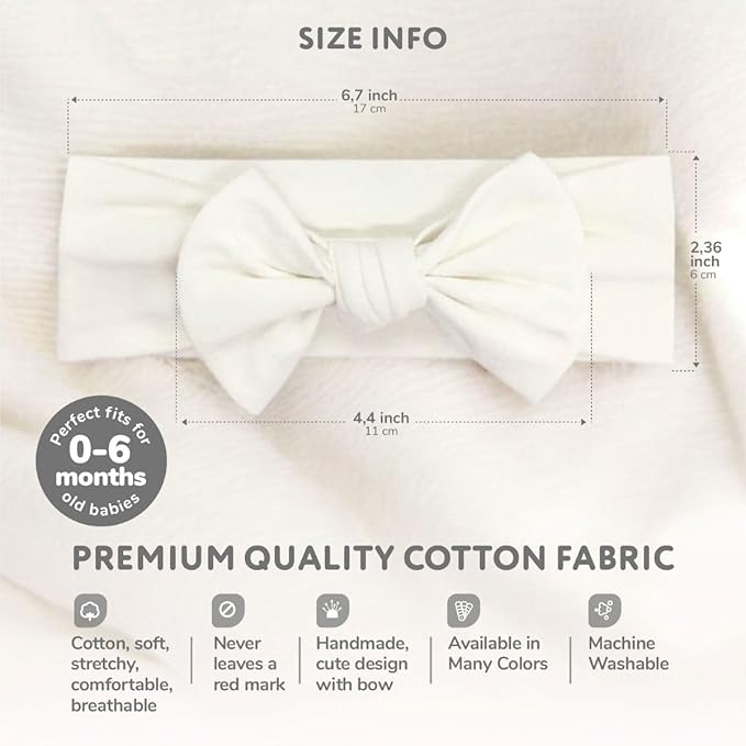 Baby Girl Headbands 0–6 Months – Newborn Infant Soft Cotton Handmade Bow Headband, Stretchy No Mark Baby Hair Accessories (Pink, 0-6 Month)