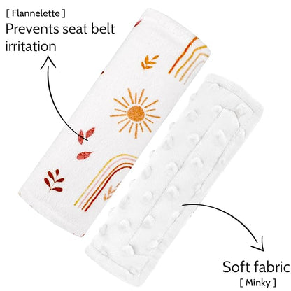 TANOFAR Baby Car Seat Strap Pads, Soft Carseat Straps Covers, Car Seat Straps Shoulder Pads for Girls, Seat Belt Cover Pad for Kids, Suitable for Baby Car Seat, Pushchair, Stroller, Rainbow