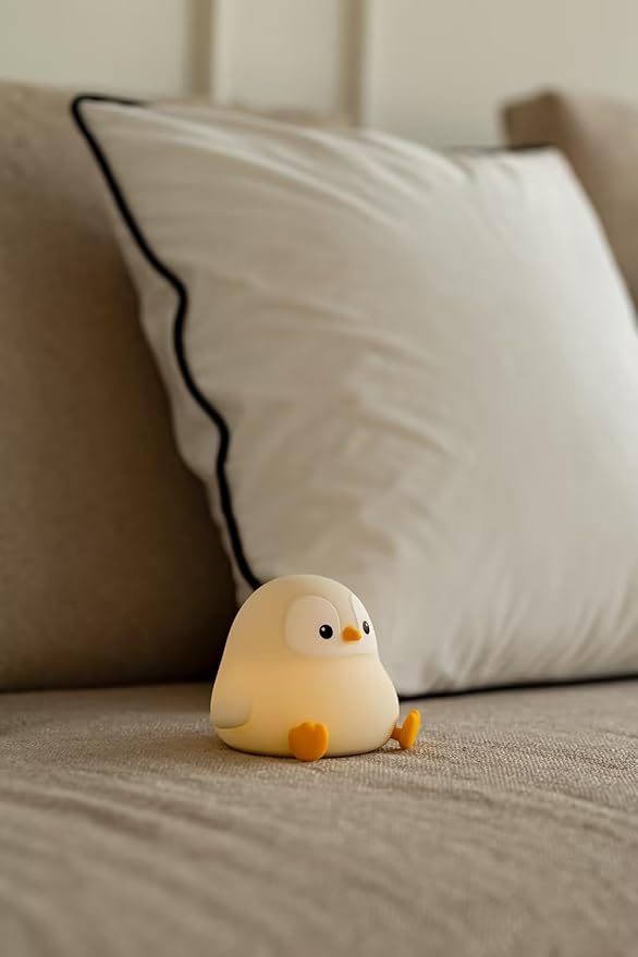 Cute Penguin Night Light, Animal Lamp, Food Grade Silicone, Rechargeable, 2 Level Dimmable, Squishy Nursery Nightlight for Desk Decor, Funny Gifts Stuff for Boys Girls Baby, White Elephant Gifts