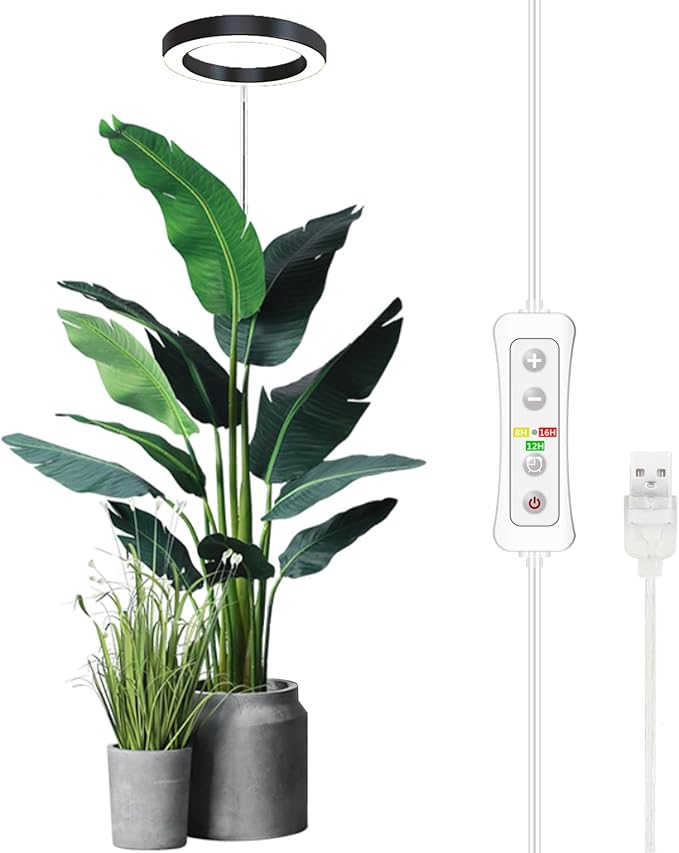 Plant Grow Light,yadoker LED Growing Light Full Spectrum for Indoor Plants,Height Adjustable, Automatic Timer, 5V Low Safe Voltage,Idea for Large Plant Light