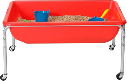 Children's Factory Medium Sensory Table – 18″ Height Table and Lid, Sandbox with Lid, Water Table for Kids, Red