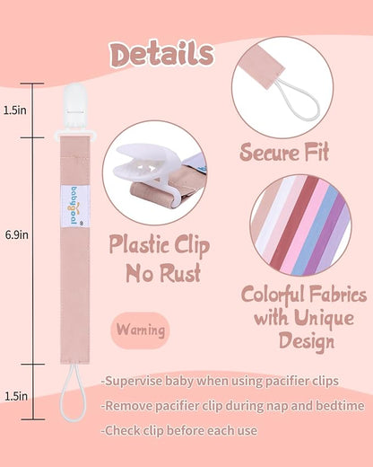 babygoal Baby Girl Pacifier Clips 8 Pack, Pacifier Holder Clip Fits Most Pacifier and Binkies-Neutral Color