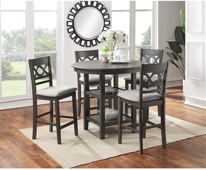 New Classic Furniture Cori 5-Piece Counter Dining Table Set, Gray