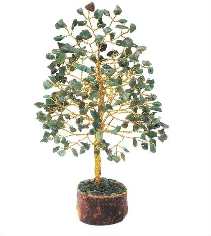 "Green Aventurine Healing Crystals Tree Bonsai Desk Decor for Women Room & Office Decor Spiritual Gift Meditation Crystals Home room decor cute house warming gifts for women Mom Birthday her - 10"""