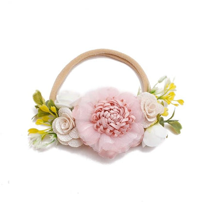 cherrboll 3pcs Baby Girl Flower Headbands, Super Soft & Stretchy Nylon Floral Hairbands for Newborn Toddler