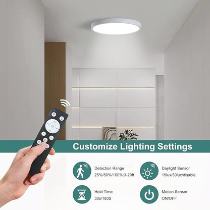 9 Inch Motion Sensor Light Indoor, Flush Mount Light Fixture, Motion Sensor Ceiling Light Wired for Hallway Porch Laundry Garage Basement, Motion Light 3000k/4000k/6000k White