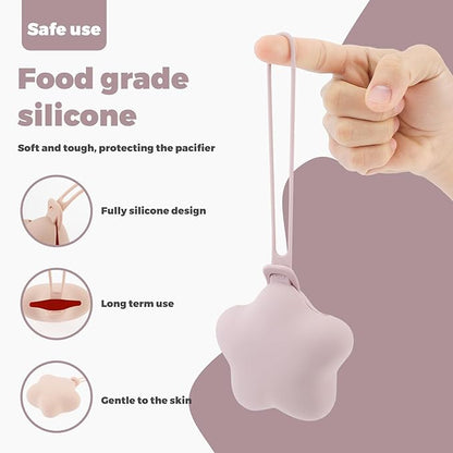3 Pack Silicone Pacifier Holder Case, Safe and Soft Material, Pacifier Pouch Portable Pacifier Case with Stretchy Lanyard, Protective Pacifier Storage Case for Diaper Bag Stroller Travel