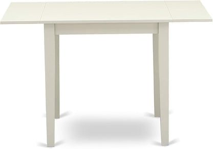 East West Furniture NDVA3-LWH-C 3 Piece Kitchen Table & Chairs Set Contains a Rectangle Dining Room Table with Dropleaf and 2 Linen Fabric Upholstered Chairs, 30x48 Inch, Linen White