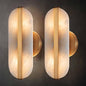 Natural Alabaster Wall Sconces Set of Two Marble Wall Sconces Gold Bathroom Vanity Wall Light Fixtures Modern Oval Stone Wall Lamp for Bedroom Living Room Hallway Restaurant Stairs