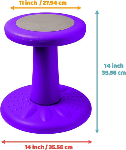 ActiveChairs Kids Wobble Stool, Flexible Preschool & Elementary Classroom Seating, Improves Focus & Posture. ADHD/ADD Wiggle Chair, [Kids Active Fidget Chairs], 14" Stool, Ages 3-7, Purple