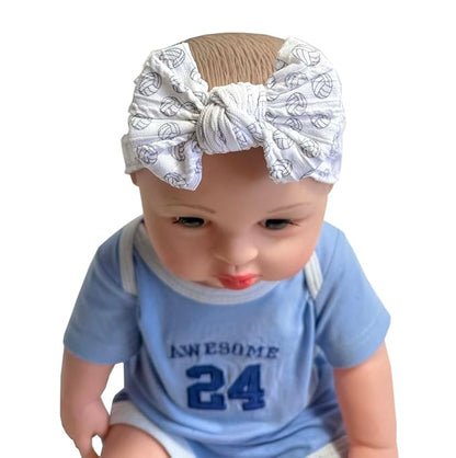 Baby Baseball Headband with Bow Headwear Sport Soccer Headband Bowknot Wide Hair Band Football Hair Bow for Toddler Infant TSFD55 (Volleyball Pattern)