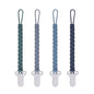4 Pcs Gray Baby Silicone Teething Pacifier Clip,One-piece Design,Woven Shape,BPA Free.